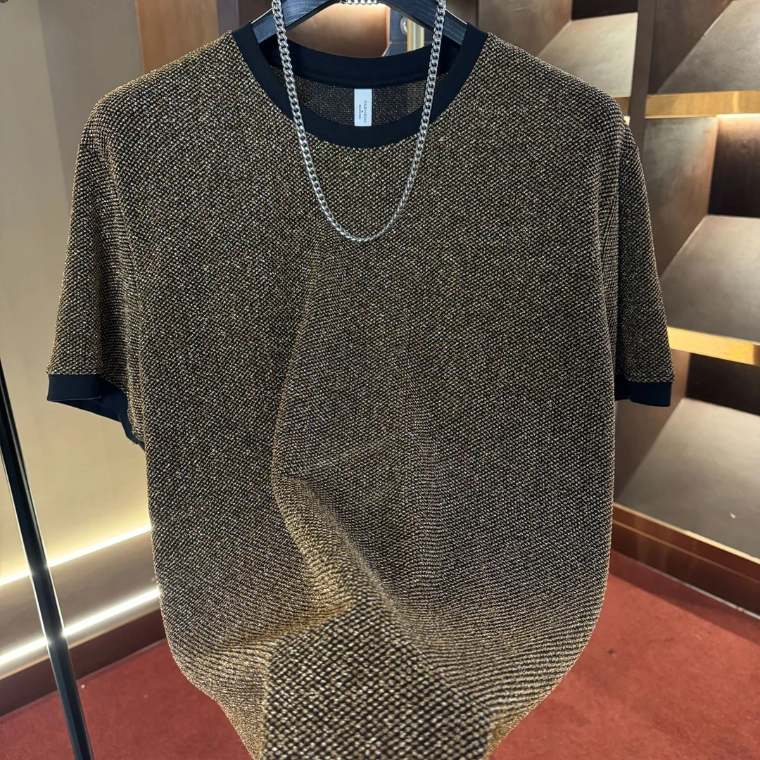 男士春夏季新款高级感老钱风休闲半袖宽松透气潮流T恤