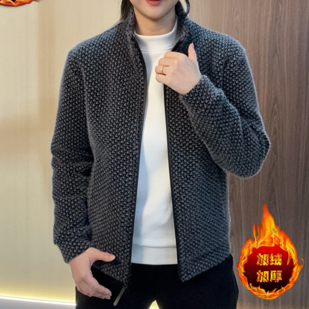 【男装】冬季时尚轻奢帅气休闲免烫抗褶皱立领夹克外套加绒男冬装