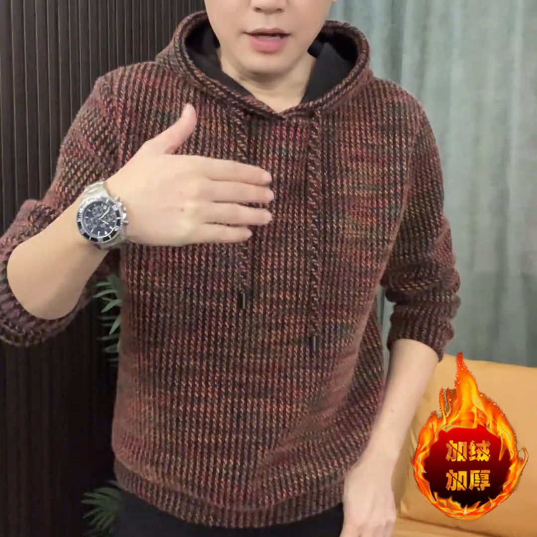 男士卫衣净版透气宽松型加绒加厚连帽耐磨上衣灰色长袖秋冬