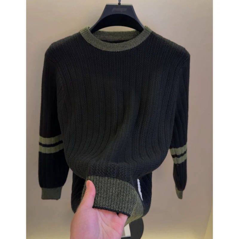 秋冬圆领加厚保暖高端针织衫毛衣男士时尚休闲内搭打底衫男装1128