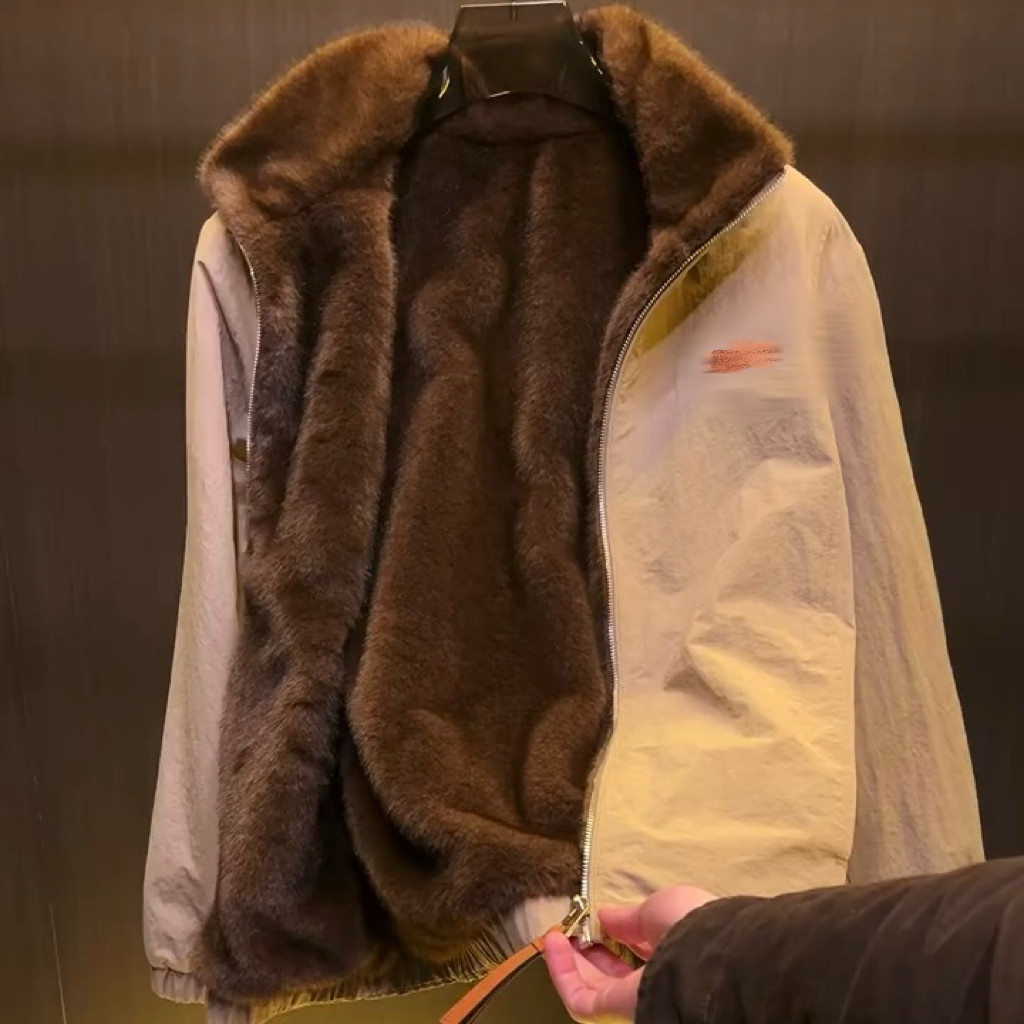 男士冬季新2026秋冬新款老钱风轻奢长袖夹克毛领外套加绒加厚款