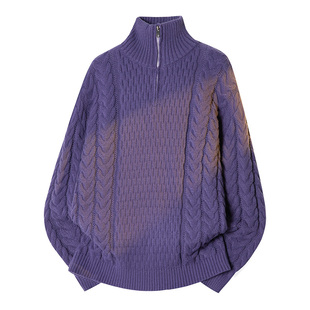 大码男士半高领针织毛衣秋冬新款简约时尚宽松慵懒风保暖线衣