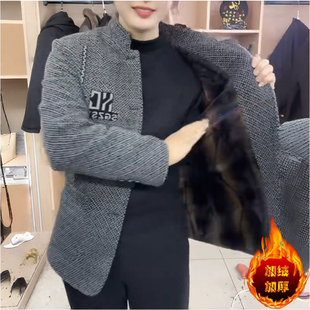 2025秋冬季新款中年加绒加厚男士夹克外套休闲上衣爸爸装