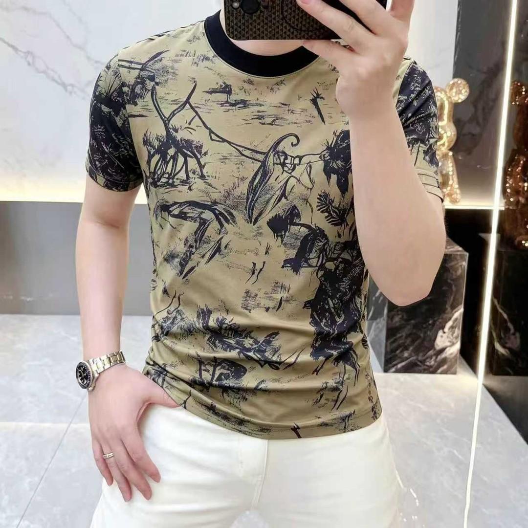 【品质】水墨画印花圆领短袖男士修身显瘦休闲百搭半袖