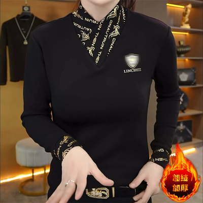 【黑金暗纹】冬季加绒时尚潮流百搭围巾领男士款打底衫长袖卫衣