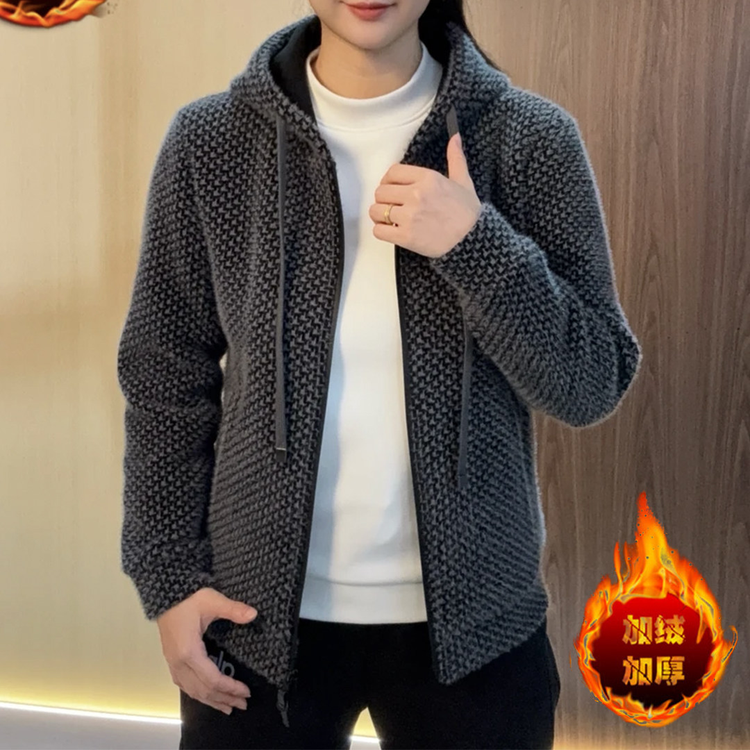 【男装】冬季时尚轻奢帅气休闲免烫抗褶皱连帽夹克外套加绒男冬装