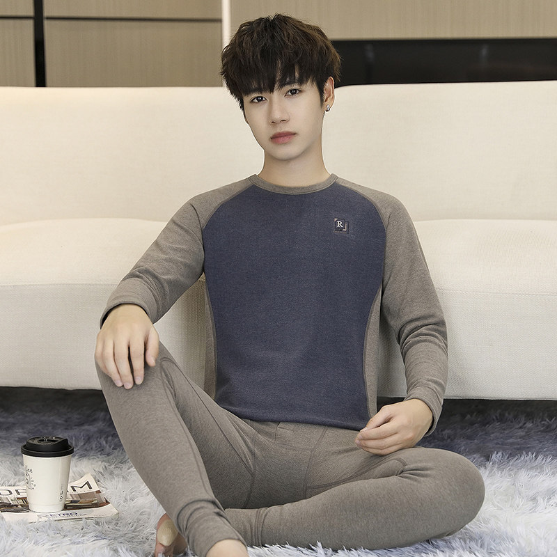 男士保暖内衣套装条纹青少年秋衣秋裤内搭打底衫学生秋冬季衣服