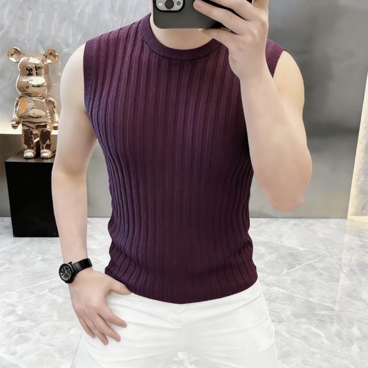 N夏季薄款时尚百搭无袖恤男款2026新款马甲夏天舒适背心男 8538