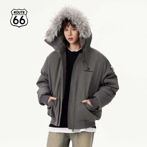 ROUTE66 美式座山雕棉服男秋冬季保暖防寒派克服连帽外穿棉衣外套