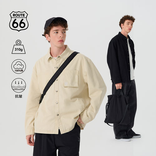 66号公路/route66秋季新款工装衬衫男休闲翻领美式复古巴恩风外套