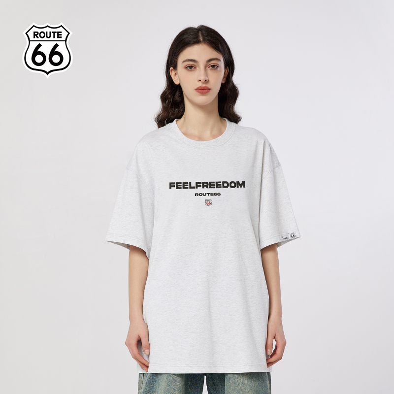 ROUTE66美式复古字母印花T恤