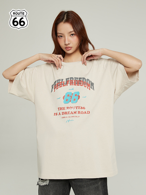 66号公路/ROUTE66情侣装短袖夏季重磅310g潮牌美式复古潮流t恤