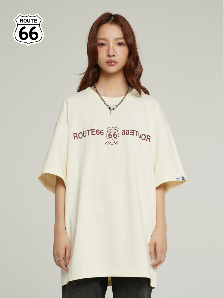 ROUTE66夏季重磅310g情侣装T恤美式复古短袖潮牌潮流印花半袖上衣