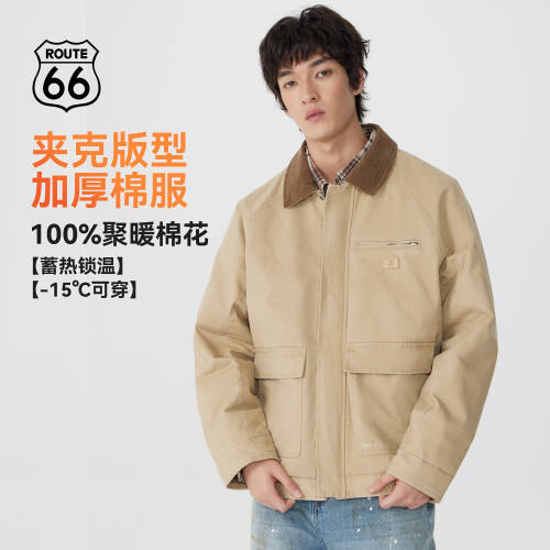 ROUTE66巴恩风夹克外套春季2026新款翻领棉服美式休闲棉衣男女款