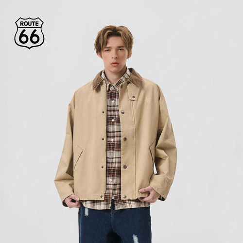 ROUTE66/66号公路猎装夹克男2025秋冬季美式复古巴恩风工装外套女