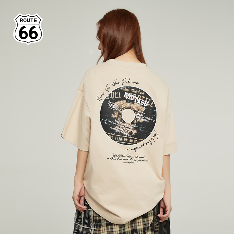 ROUTE66短袖美式复古男女同款T恤