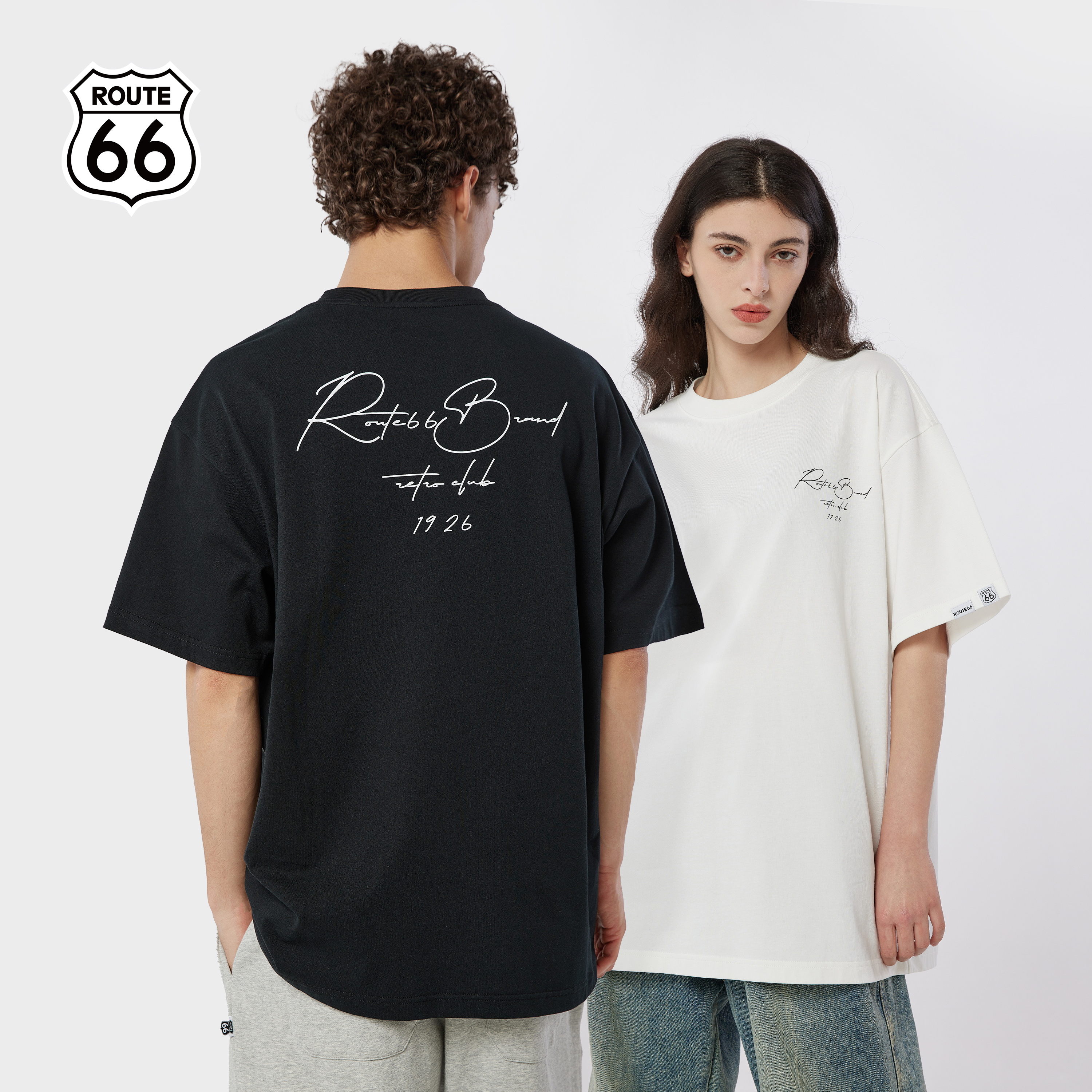 ROUTE66美式字母印花T恤