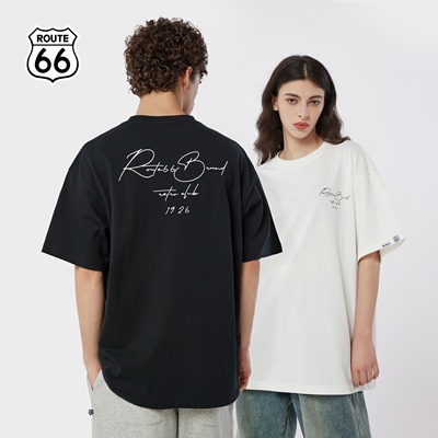 ROUTE66美式字母印花T恤