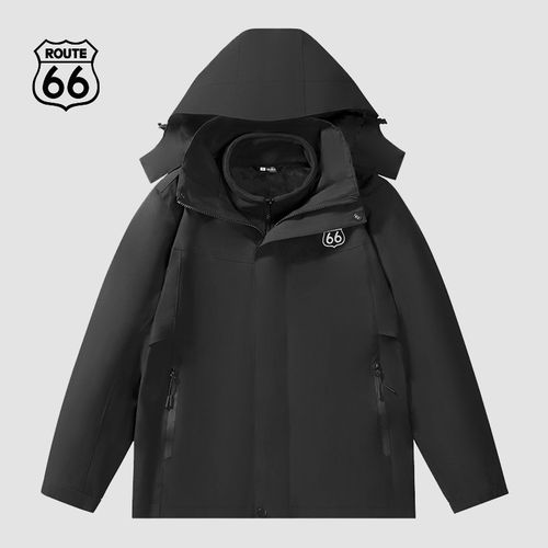 ROUTE66冲锋衣三合一夹克男秋冬新款宽松休闲可拆卸防风加厚外套