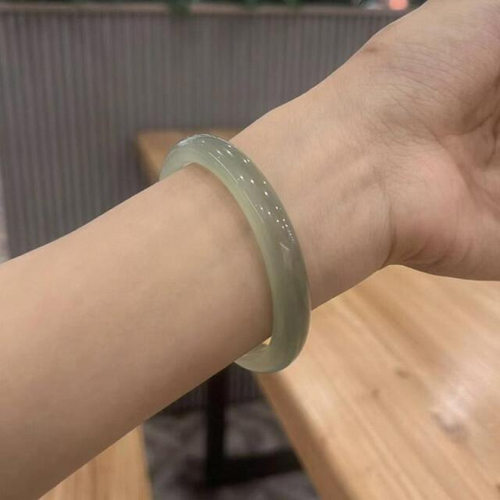 冰种手镯油青色玛瑙玉髓细款圆条