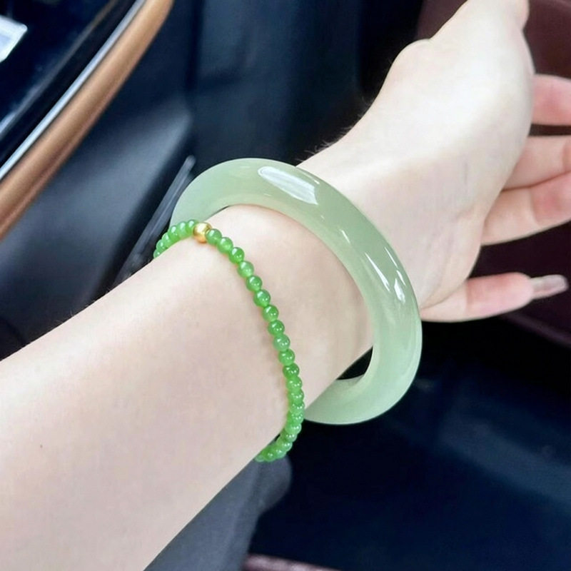 新中式天然晴水色东陵玉手镯款