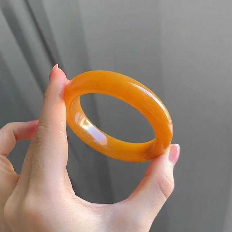 天然黄龙玉手镯金丝半山半水女