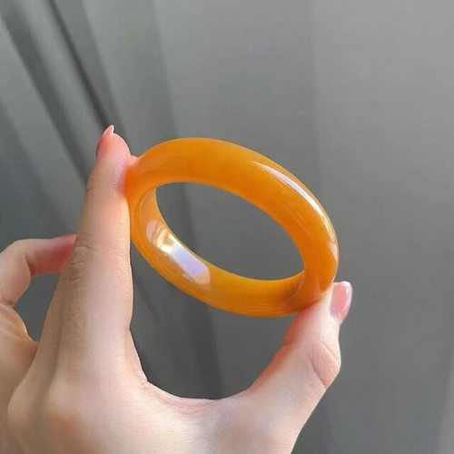 天然黄龙玉手镯金丝半山半水女