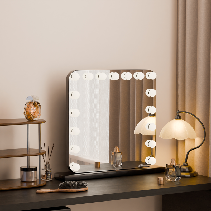 桌面化妆镜带灯led灯泡台式梳妆镜智能化妆师专用补光镜子美妆镜