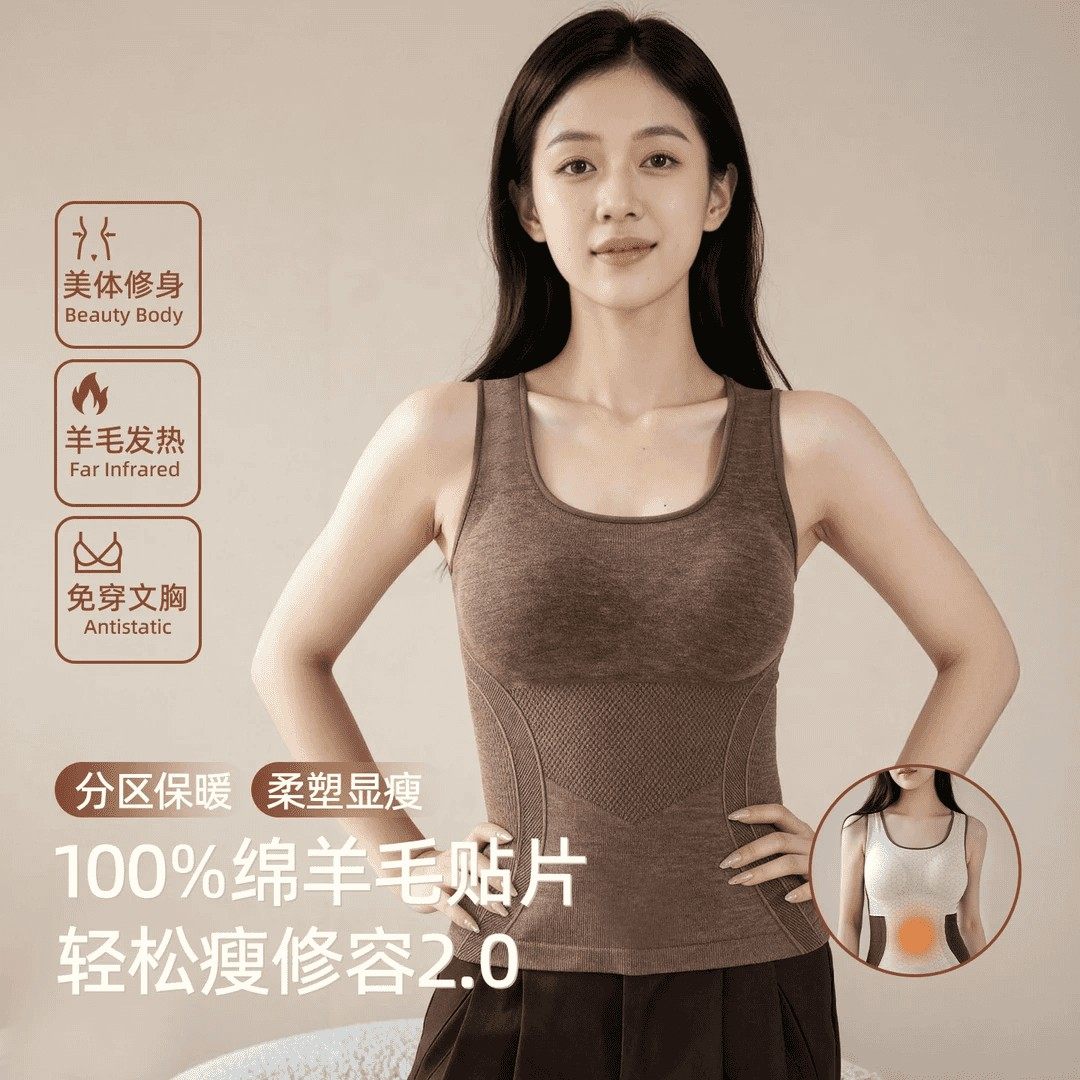 三合一塑形抗菌保暖背心自带胸垫羊毛绒内搭打底修身显瘦保暖内搭,女士内衣/男士内衣/家居服,保暖背心,淘宝优惠券,粉丝福利购,淘宝优惠卷