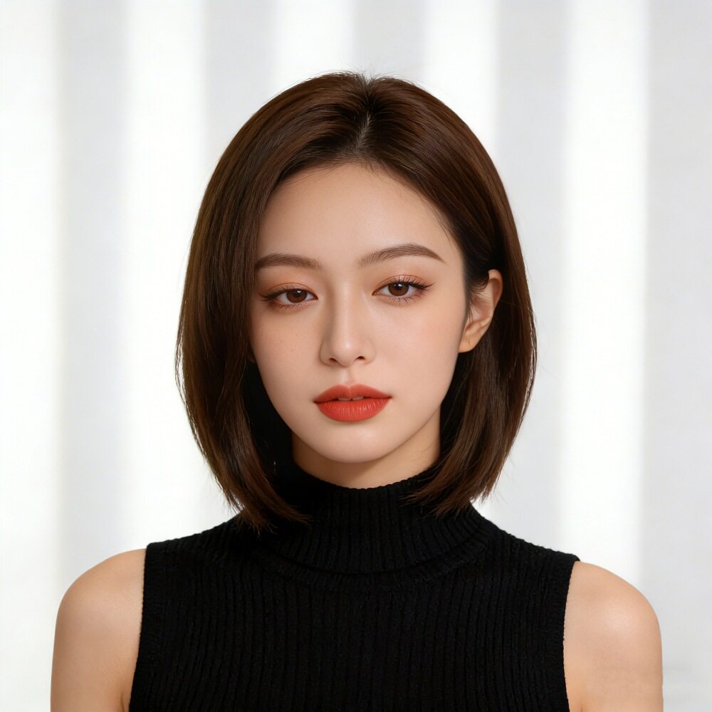 女士中分刘海仿真直发假发批发