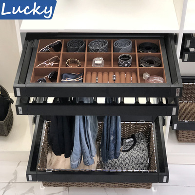 拉克多功能衣柜阻尼滑轨百宝首饰多宝格收纳分类推拉裤架衣柜拉篮