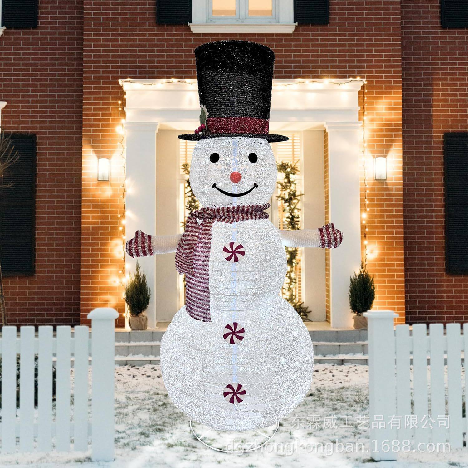 跨境热卖 圣诞节发光雪人铁艺 户外雪地场景布置圣诞节铁艺装饰品,家居饰品,户外/庭院摆件,淘宝优惠券,粉丝福利购,淘宝优惠卷