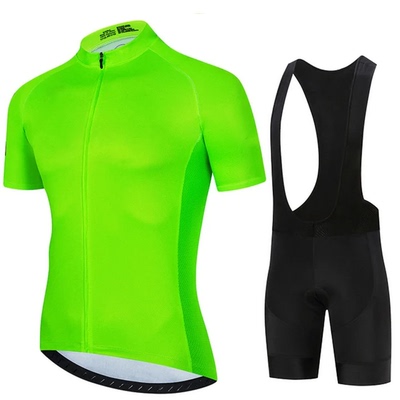 Fluorescent Green 2024 Solid color Men Short Sleeve Cycling