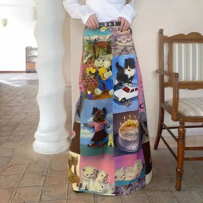 Retro Printed Women's Long Skirt Summer New Streetwear High