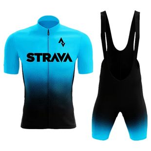 2024 Strava Cycling Jersey Set Short Sleeve for Men's Anti-U