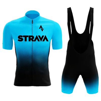2024 Strava Cycling Jersey Set Short Sleeve for Men's Anti-U