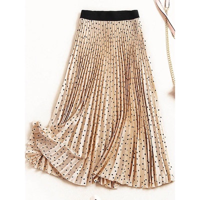 Pleated Skirts Women Spring Autumn Skirt High Waist Print Mi