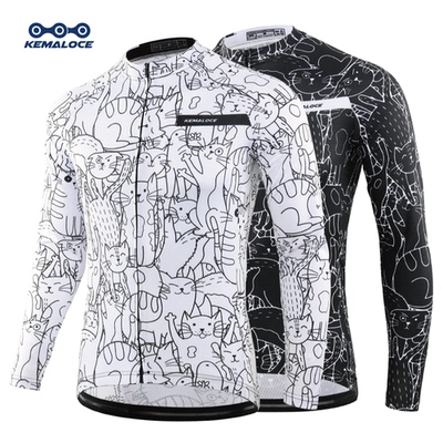 KEMALOCE Cycling Jersey Long Sleeves Men&Women White&Black C