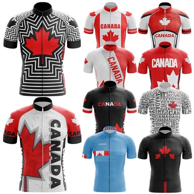 Canada Cycling Jersey for Men, Breathable Short Sleeve, Bib