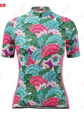 Hawaii Florals Cycling Short Sleeve Bicycle Top Shirts Slim