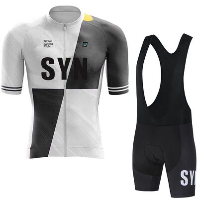 SYN New Summer Men's Short Sleeve Cycling Shorts Suspenders