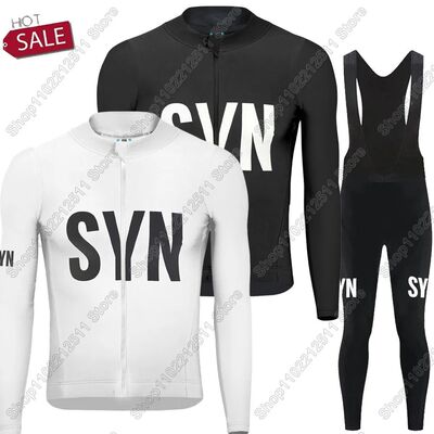 2025 White Black SYN Team Cycling Jersey Set Summer Winter C