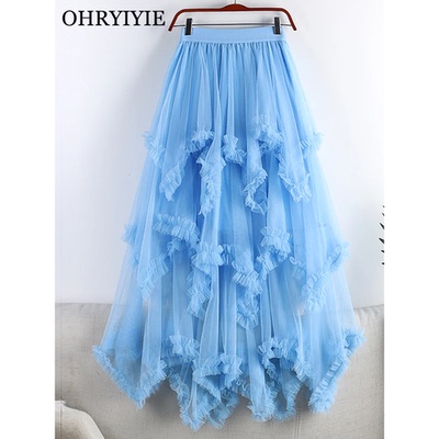 Autumn Winter New 2025 Irregular Cake Tulle Skirt Women Swee