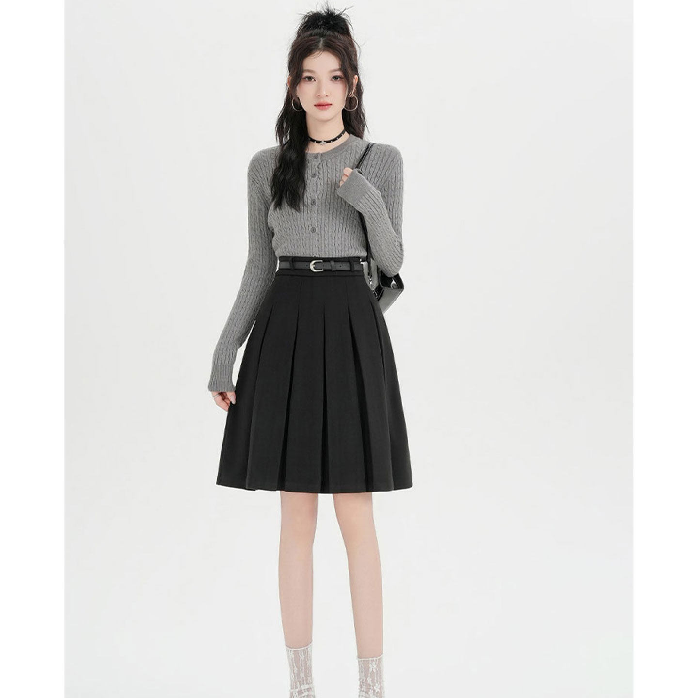 【赠运费险】百褶毛呢半身裙