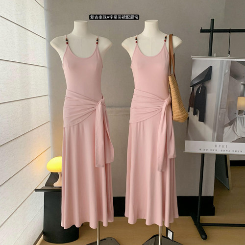 漂亮穿搭复古串珠连衣裙女夏季