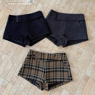 毛呢辣妹热裤 呢料a字短裤 子显瘦休闲靴裤 裤 女秋冬加厚2025超火
