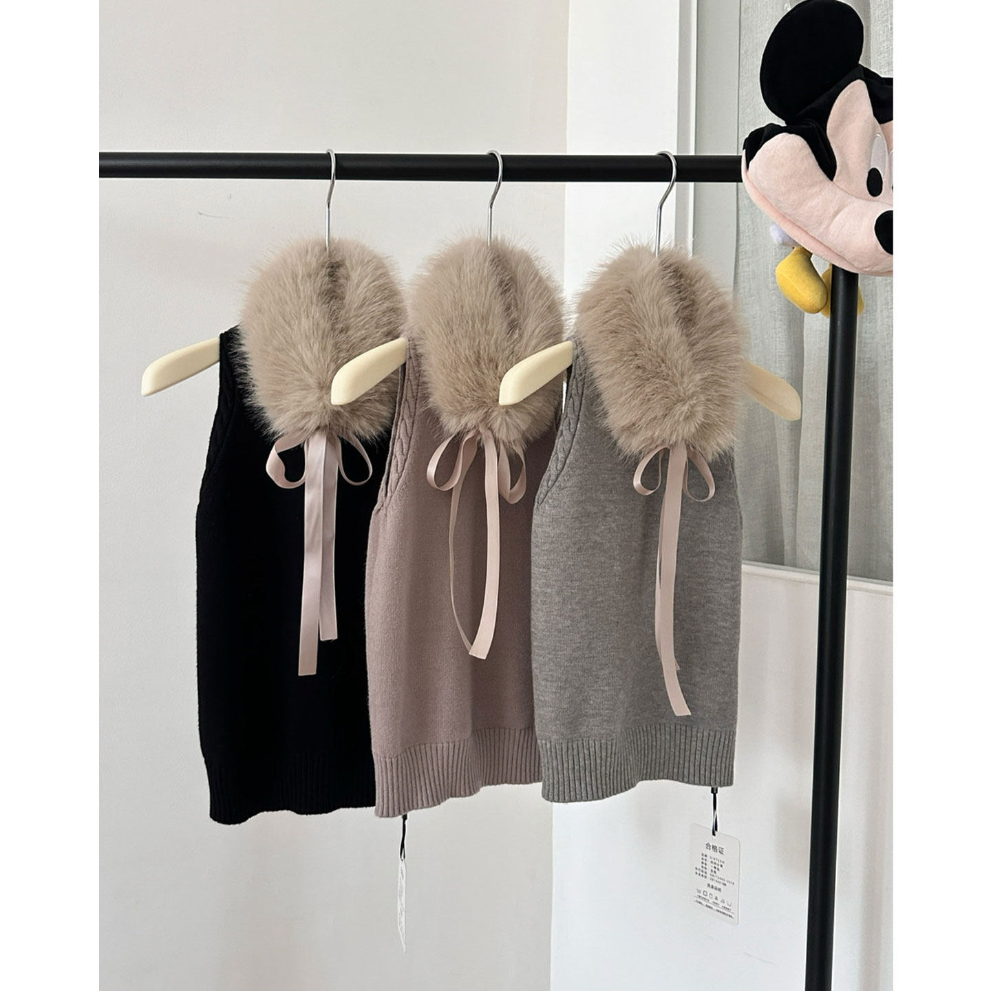 【可拆卸毛领】仿狐狸毛围脖挂脖针织背心上衣秋冬气质内搭打底衫,女装/女士精品,背心吊带,淘宝优惠券,粉丝福利购,淘宝优惠卷