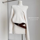 法式 白色毛衣连衣裙女秋冬气质高级感打底包臀针织短裙子 慵懒长款