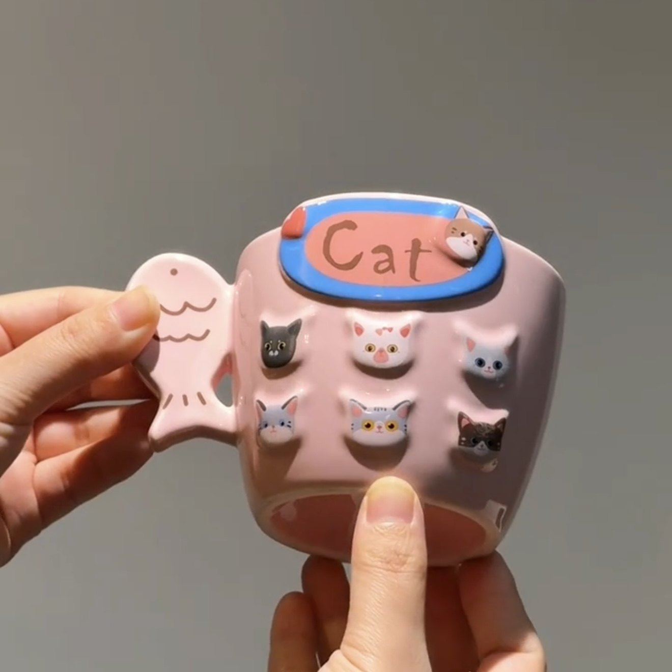 小猫钓鱼高颜值陶瓷大容量马克杯