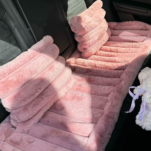粉色汽车坐垫女生冬季毛